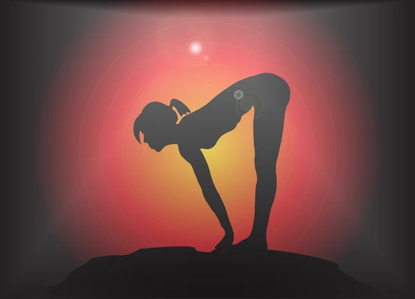 Yoga in avanti Piegare con ascensore Pose sfondo abbagliamento — Vettoriale Stock