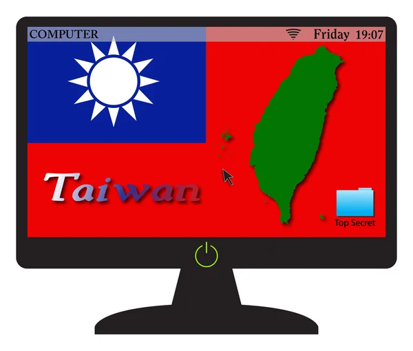 Ekran komputera Tajwan na przycisk — Wektor stockowy