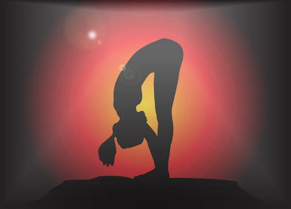 Yoga hacia adelante Doble Pose Glare fondo — Vector de stock