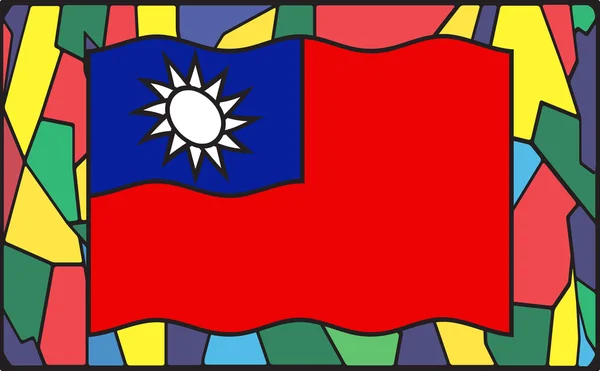 Taiwan Flag On Stained Glass — Stock Vector