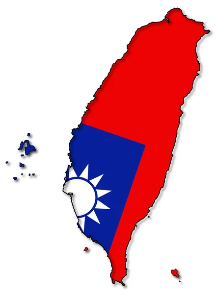 Taiwan Flag In Map — Stock Vector