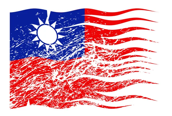 Wavy Taiwan Flag Grunged — Stock Vector