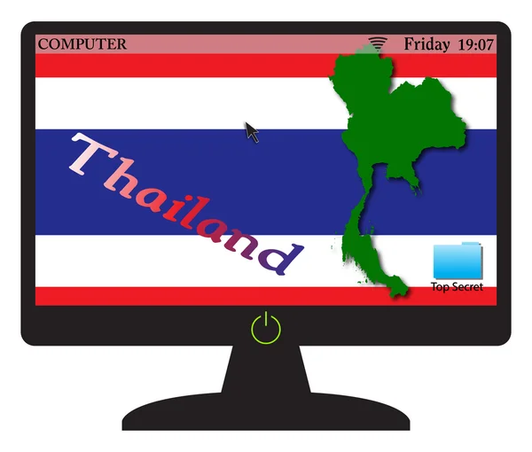 Pantalla de computadora de Tailandia con el botón — Archivo Imágenes Vectoriales