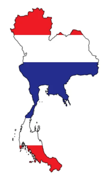 Bandera de Tailandia En el mapa — Archivo Imágenes Vectoriales