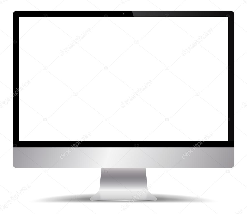 Realistic Silver Computer Screen