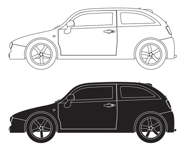 Hatchback Car Outlines — Stock Vector