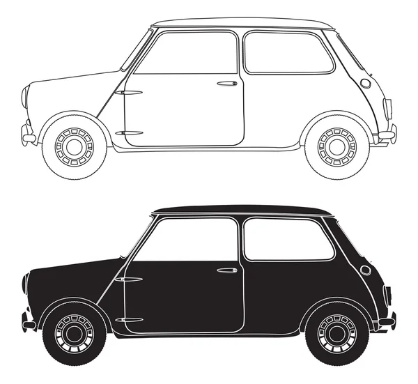 Old Small Car Outlines — Stock Vector