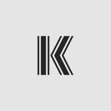 İlk harf K logo simgesi soyut çizgi vektör tasarımı kavramı siyah renk.
