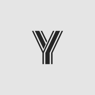 İlk harf Y logo simgesi soyut çizgi vektör tasarımı kavramı siyah renk.