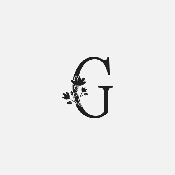 Monograma Inicial Letra Logo Icono Concepto Diseño Vectorial Flores Florales — Vector de stock