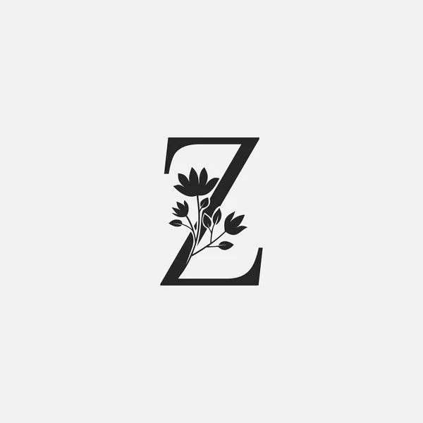 Monogram Initial Letter Logo Icono Concepto Diseño Vectorial Flores Florales — Archivo Imágenes Vectoriales