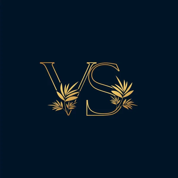 Golden Classic Natureza Vintage Esboço Inicial Letra Ícone Logotipo Vector — Vetor de Stock