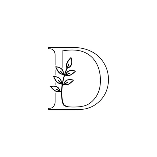 Garis Besar Ikon Logo Huruf Konsep Desain Vektor Monogram Nature - Stok Vektor