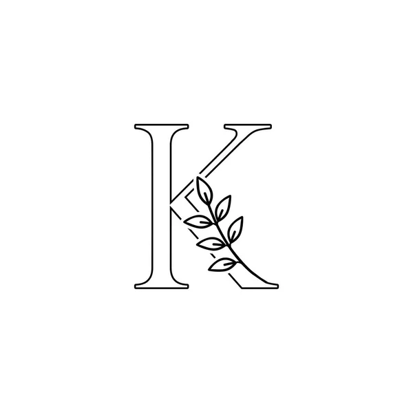 Umriss Initial Letter Logo Symbol Monogramm Nature Floral Leafs Vektor — Stockvektor