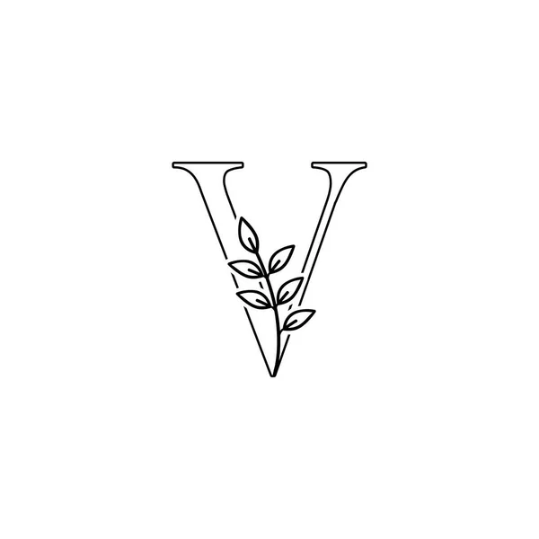 Ana Harf Logosu Simgesi Siyah Beyaz Renk Üzerine Doğanın Çiçek — Stok Vektör