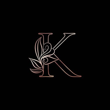 Altın Gül Ana Hattı K Lüks Dekoratif Logo Simgesi, Zarif Dekor Logosu Tasarımı