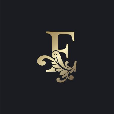 Klas Altın Harf E Lüks Dekoratif Logo Simgesi, Zarif Girdap Süsleme Logosu Şablon Tasarımı