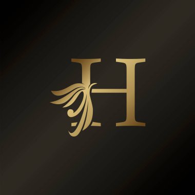 Monogram H Lüks Girdap Dekoratif Logo Simgesi Vektör Tasarımı Konsepti