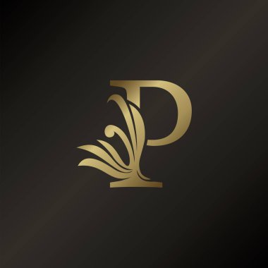Monogram P Lüks Girdap Dekoratif Logo Simgesi Vektör Tasarımı Konsepti