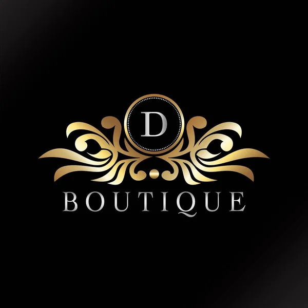 Letter Logo Goud Luxe Boutique Badge Decoratieve Elegantie Ornament Vector — Stockvector