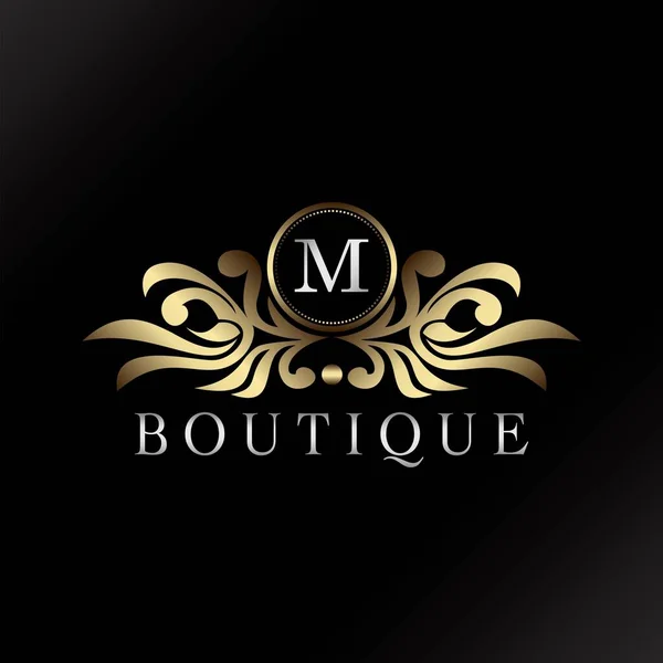 Letra Logo Oro Lujo Boutique Insignia Decorativo Ornato Elegancia Adorno — Vector de stock