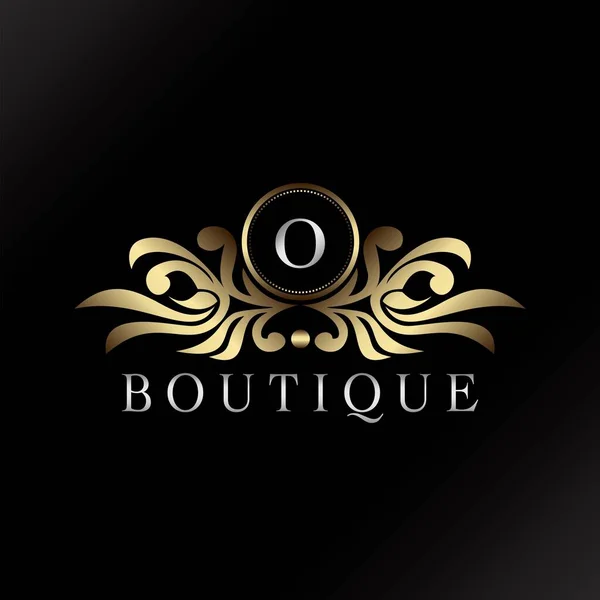 Letra Logo Ouro Luxo Boutique Emblema Decorativo Ornado Elegância Ornamento —  Vetores de Stock