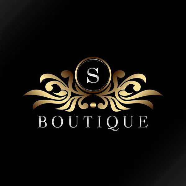 Letter Gold Luxury Boutique Badge Decorate Ornate Elegance Ornament Vector — стоковый вектор