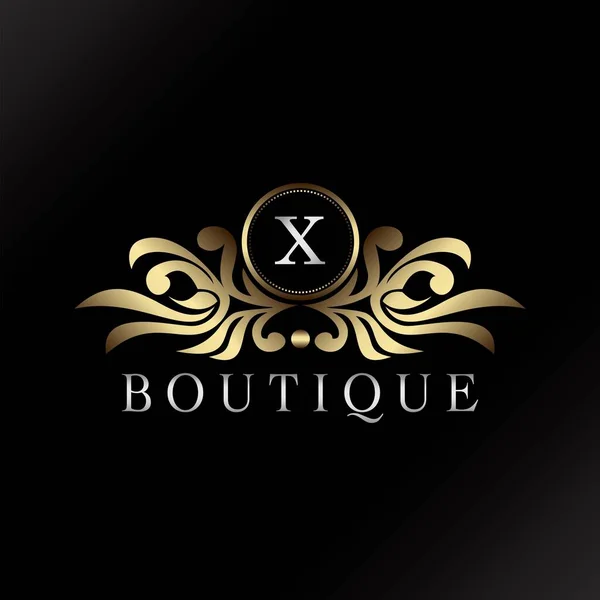 Letter Gold Luxury Boutique Badge Decorate Ornate Elegance Ornament Vector — стоковый вектор