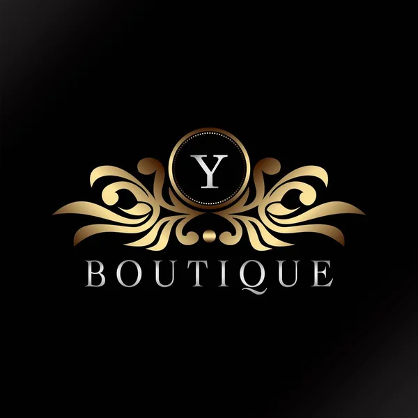 Písmeno Logo Zlato Luxusní Butik Odznak Dekorativní Zdobené Elegance Ornament — Stockový vektor