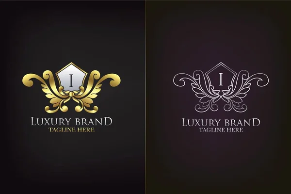 Goldene Emblem Buchstabe Luxus Dekoration Initial Logo Icon Eleganz Ornate — Stockvektor