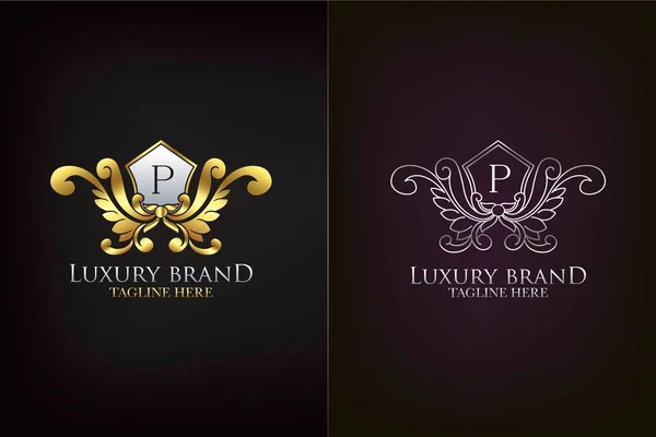Golden Emblem Letter Luxury Decoration Initial Logo Icon Elegance Ornate — Stock Vector
