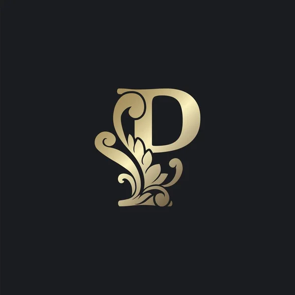 Шикарное Золотое Письмо Luxury Decorative Initial Logo Icon Elegance Swirl — стоковый вектор