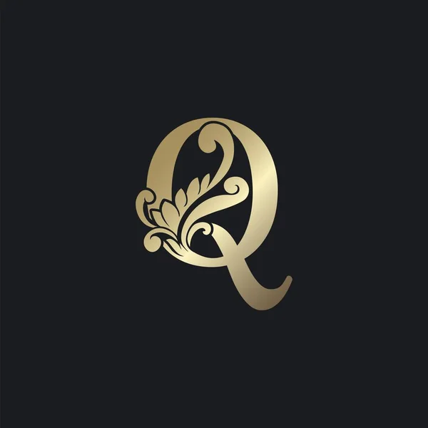 Klas Altın Harf Lüks Dekoratif Logo Simgesi Zarif Girdap Süsleme — Stok Vektör