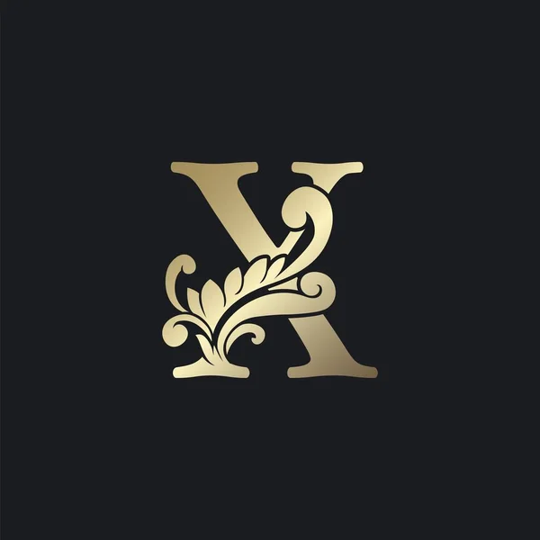 雅致的金色字母X豪华装饰首创标志图标 典雅的斯维尔装饰装饰标志仿古模板设计 — 图库矢量图片