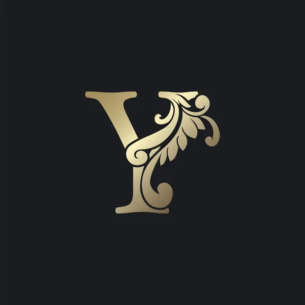 Stijlvolle Gouden Brief Luxe Decoratieve Eerste Logo Pictogram Elegantie Werveling — Stockvector