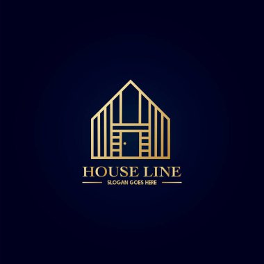 Golden Geometric House Line Harf H logosu Gayrimenkul, Otel ve Mimari iş kimliği