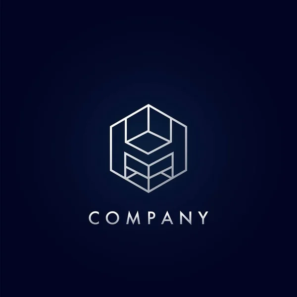 Geometrical Hexagon Line Letter Logo Apartment Real Estate Properti Hotel - Stok Vektor