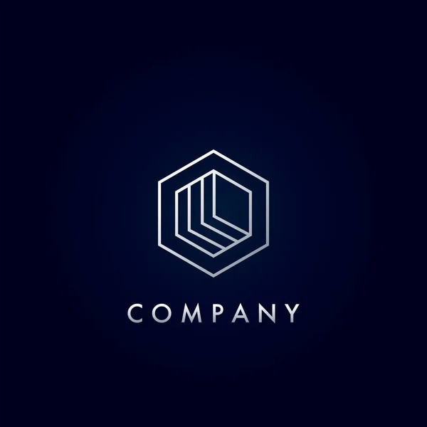 Geometrik Altıgen Hattı Harf Logosu Emlak Mülkiyet Otel Mimarlık Şirketi — Stok Vektör