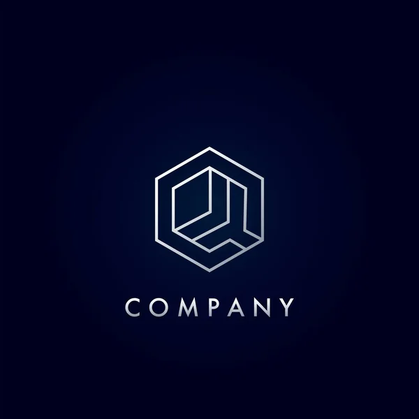 Geometrical Hexagon Line Letter Logo Apartment Real Estate Properti Hotel - Stok Vektor