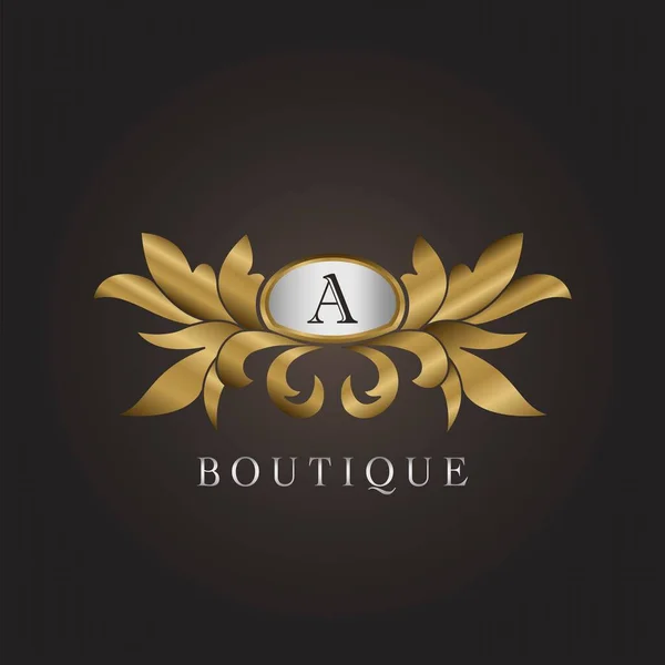 Boutique Lujo Inicial Una Letra Logo Insignia Oro Decorativo Ornato — Archivo Imágenes Vectoriales