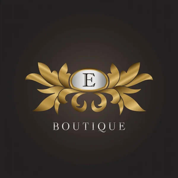 Luksusowy Boutique Początkowy List Logo Złota Odznaka Dekoracyjna Ozdoba Wektorowa — Wektor stockowy