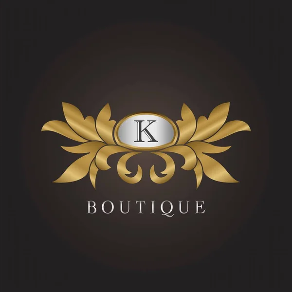 Boutique Lujo Inicial Letra Logo Insignia Oro Decorativo Ornamento Adornado — Archivo Imágenes Vectoriales