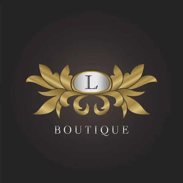 Boutique Lujo Inicial Letra Logo Insignia Oro Decorativo Ornamento Adornado — Archivo Imágenes Vectoriales