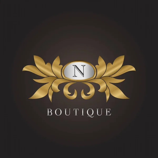 Boutique Lujo Inicial Letra Logo Insignia Oro Ornamento Decorativo Ornamento — Vector de stock