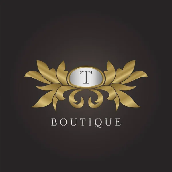 Boutique Lujo Inicial Letra Logo Insignia Oro Ornamento Decorativo Ornamento — Archivo Imágenes Vectoriales