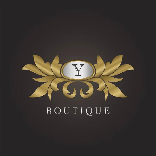 Lyx Boutique Initial Brev Logo Guld Badge Dekorativa Utsmyckning Vector — Stock vektor