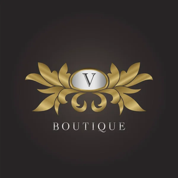 Boutique Lujo Inicial Letra Logo Insignia Oro Ornamento Decorativo Ornamento — Archivo Imágenes Vectoriales