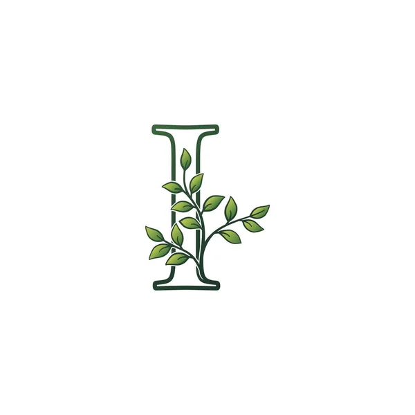 Monogram Písmeno Logo Koncept Zelená Příroda Zelený List Design — Stockový vektor