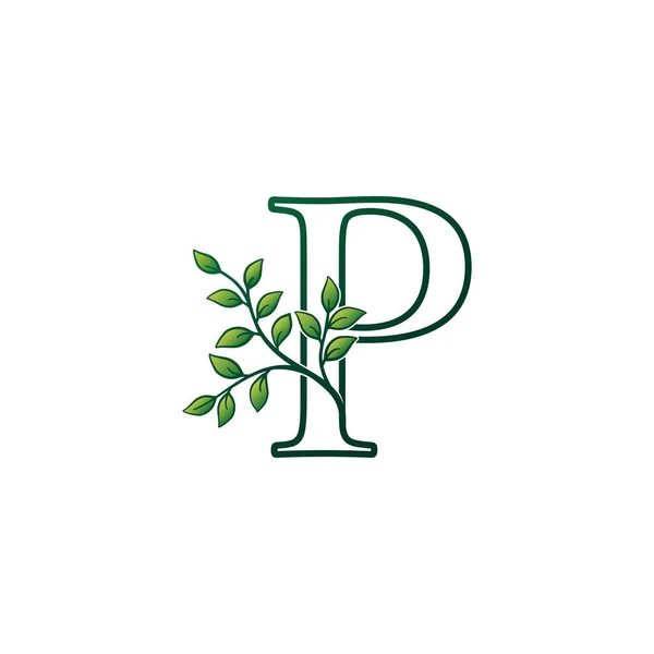 Monogram Letter Logo Concept Groene Natuur Green Leaf Design — Stockvector