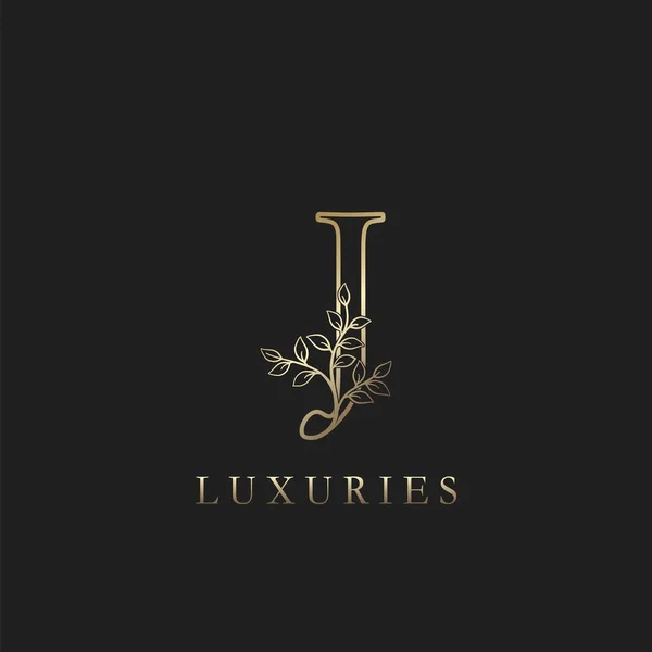 Gold Luxe Floral Leaf Lettre Initiale Logo Concept Aperçu Monogramme — Image vectorielle